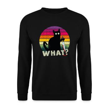 Chat What ? avec couteaux Cadeau d’Halloween - Sweat-shirt Unisexe - noir - Devant - Alina (178cm) & Michal (187cm)