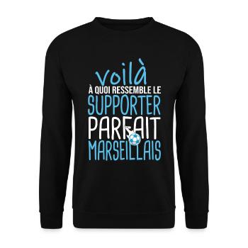 supporter Marseillais cadeau football marseille - Sweat-shirt Unisexe - noir - Devant - Alina (178cm) & Michal (187cm)