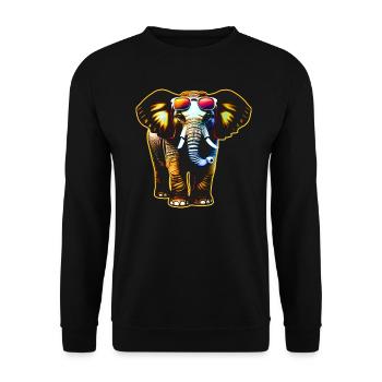 Éléphant cool avec des lunettes de soleil - Sweat-shirt Unisexe - noir - Devant - Alina (178cm) & Michal (187cm)