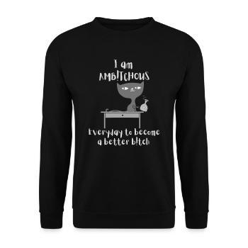 Woman Ambitious Funny Cat - Unisex Sweatshirt - black - Front - Alina (178cm) & Michal (187cm)