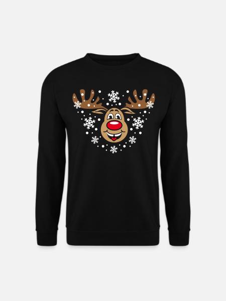 52 Hirsch Rudolph Xmas rote Nase - Unisex Pullover - Schwarz