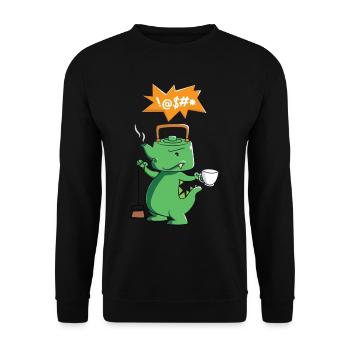 Tee-Rex - Tee trinken - Dinosaurier - Unisex Pullover - Schwarz - Vorne - Alina (178cm) & Michal (187cm)