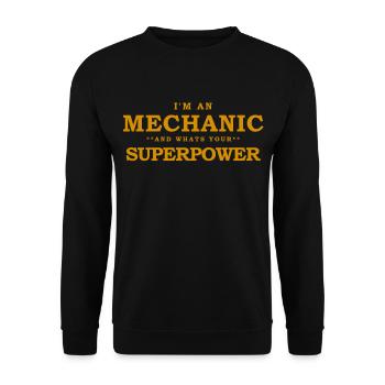 Mecanic and what's your superpower - Unisex Sweatshirt - black - Front - Alina (178cm) & Michal (187cm)
