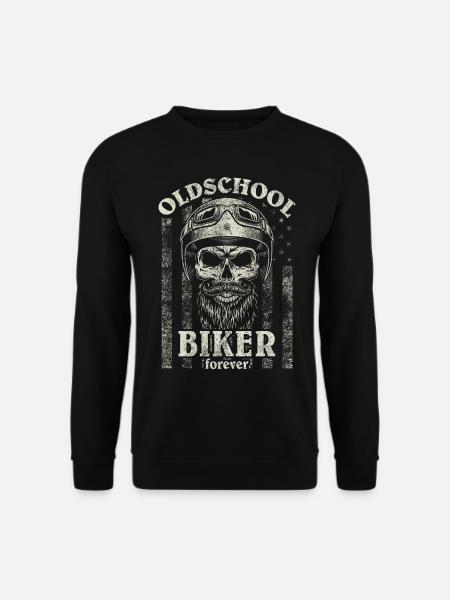 Old School Biker Forever I Motorrad Bike Totenkopf - Unisex Pullover - Schwarz