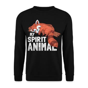 Spiriuelles Tier Roter Panda - Unisex Pullover - Schwarz - Vorne - Alina (178cm) & Michal (187cm)