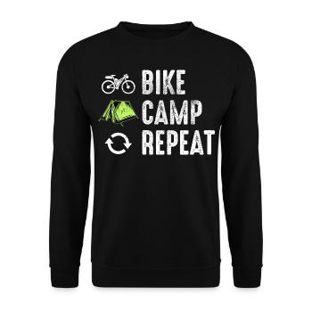 Bikepacking Radfahrer Gravel Bike Fahrrad Lustig - Unisex Pullover - Schwarz - Vorne - Alina (178cm) & Michal (187cm)