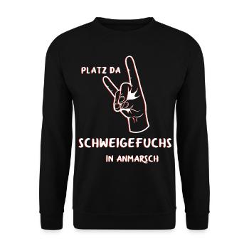 Schweigefuchs Leisefuchs Erzieher Lehrer - Unisex Pullover - Schwarz - Vorne - Alina (178cm) & Michal (187cm)