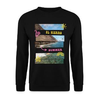 El Hierro Sommer Sonne Strand Meer Palmen Urlaub - Unisex Pullover - Schwarz - Vorne - Alina (178cm) & Michal (187cm)