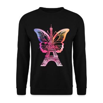Paris France City Skyline Eiffel Tower Art - Unisex Sweatshirt - black - Front - Alina (178cm) & Michal (187cm)