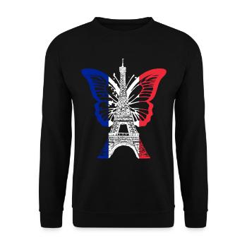 Paris France City Skyline Tour Eiffel Art - Sweat-shirt Unisexe - noir - Devant - Alina (178cm) & Michal (187cm)