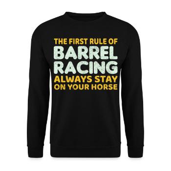 Barrel Racer Reiten Racing Rodeo Lustig - Unisex Pullover - Schwarz - Vorne - Alina (178cm) & Michal (187cm)