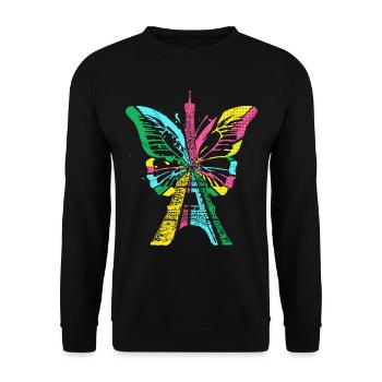 Paris France City Skyline Tour Eiffel Art - Sweat-shirt Unisexe - noir - Devant - Alina (178cm) & Michal (187cm)