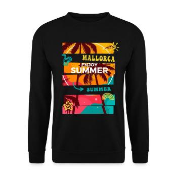 Mallorca Sommer Sonne Strand Meer Palmen Urlaub - Unisex Pullover - Schwarz - Vorne - Alina (178cm) & Michal (187cm)