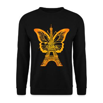 Paris France City Skyline Eiffel Tower Art - Unisex Sweatshirt - black - Front - Alina (178cm) & Michal (187cm)