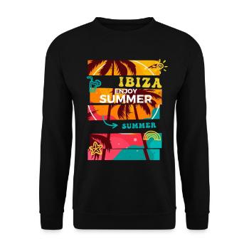 Ibiza Sommer Sonne Strand Meer Palmen Urlaub - Unisex Pullover - Schwarz - Vorne - Alina (178cm) & Michal (187cm)
