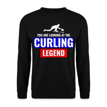 Curling Legend Winter Ice Sport Curler Funny - Unisex Sweatshirt - black - Front - Alina (178cm) & Michal (187cm)