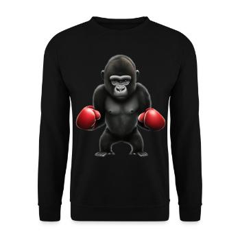 Boxer Gorilla - Unisex Sweatshirt - black - Front - Alina (178cm) & Michal (187cm)