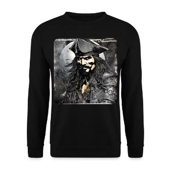 Grim Pirate Buccaneer Sailor Captain - Unisex Sweatshirt - black - Front - Alina (178cm) & Michal (187cm)