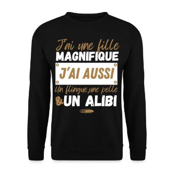 J'ai une fille magnifique.. - Sweat-shirt Unisexe - noir - Devant - Alina (178cm) & Michal (187cm)