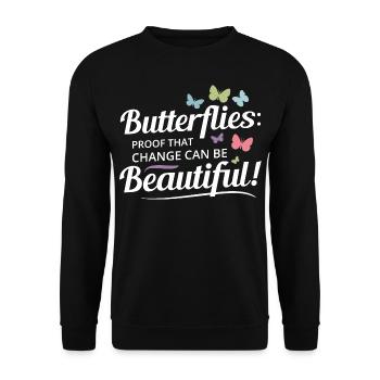 papillons papillons collectionneur d’insectes Entomologie - Sweat-shirt Unisexe - noir - Devant - Alina (178cm) & Michal (187cm)