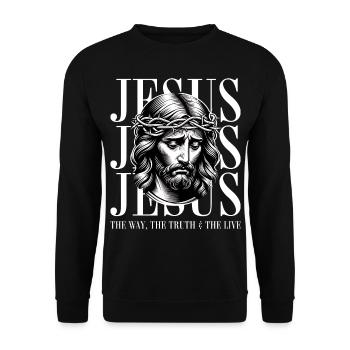 Jesus - Believe: Strong faith design - Unisex Sweatshirt - black - Front - Alina (178cm) & Michal (187cm)