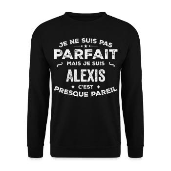 Alexis Ein Vorname, eine Geschichte, eine Persönlichkeit - Unisex Pullover - Schwarz - Vorne - Alina (178cm) & Michal (187cm)