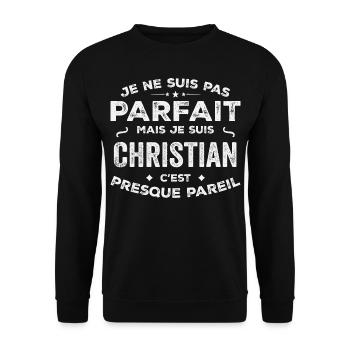 Christian A first name, a story, a personality - Unisex Sweatshirt - black - Front - Alina (178cm) & Michal (187cm)