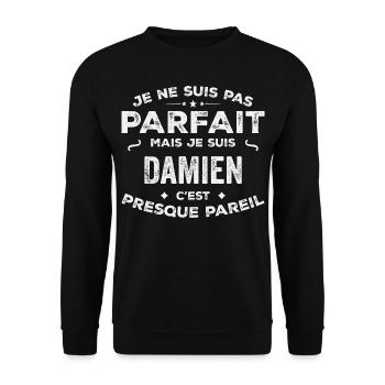 Damien A first name, a story, a personality - Unisex Sweatshirt - black - Front - Alina (178cm) & Michal (187cm)