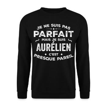 Aurélien Un Prénom, Une Histoire, Une Personnalité - Sweat-shirt Unisexe - noir - Devant - Alina (178cm) & Michal (187cm)