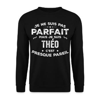 Théo Un Prénom, Une Histoire, Une Personnalité - Sweat-shirt Unisexe - noir - Devant - Alina (178cm) & Michal (187cm)