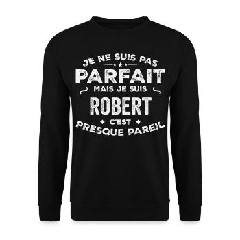 Robert Ein Vorname, eine Geschichte, eine Persönlichkeit - Unisex Pullover - Schwarz - Vorne - Alina (178cm) & Michal (187cm)