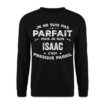 Isaac Un Prénom, Une Histoire, Une Personnalité - Sweat-shirt Unisexe - noir - Devant - Alina (178cm) & Michal (187cm)