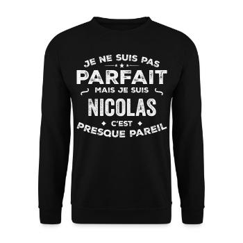 Nicolas A first name, a story, a personality - Unisex Sweatshirt - black - Front - Alina (178cm) & Michal (187cm)
