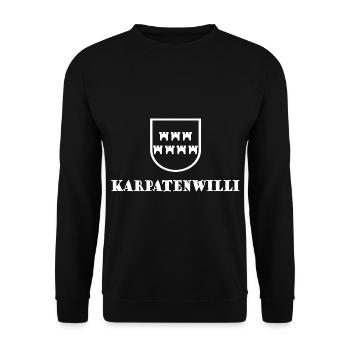 Karpatenwilli aus Siebenbürgen - Unisex Pullover - Schwarz - Vorne - Alina (178cm) & Michal (187cm)