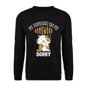 My Hamster Ate My Homework - Schule - Kinder - Fun - Unisex Pullover - Schwarz - Vorne - Alina (178cm) & Michal (187cm)