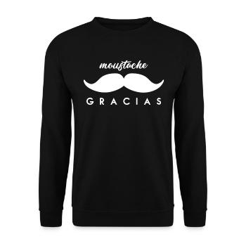 Mouchos (Moustache) Gracias Vielen Dank White - Unisex Pullover - Schwarz - Vorne - Alina (178cm) & Michal (187cm)