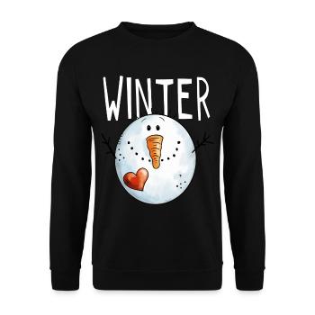 Winter Snowman -Cartoon - Christmas - Gift - Kids - Unisex Sweatshirt - black - Front - Alina (178cm) & Michal (187cm)