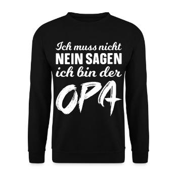 Ich muss nicht nein sagen ich bin der Opa! - Unisex Pullover - Schwarz - Vorne - Alina (178cm) & Michal (187cm)