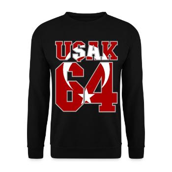 Usak 64 Türkei Flagge - Unisex Pullover - Schwarz - Vorne - Alina (178cm) & Michal (187cm)