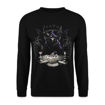 Alchemy England Aces of Death Ass Des Todes Karte - Unisex Pullover - Schwarz - Vorne - Alina (178cm) & Michal (187cm)