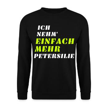 Shirt für Küchenkräuter Fans - Petersilie - Unisex Pullover - Schwarz - Vorne - Alina (178cm) & Michal (187cm)