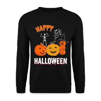 Spooky Halloween Pumpkins and Skeleton - Unisex Sweatshirt - black - Front - Alina (178cm) & Michal (187cm)