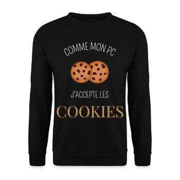 Comme mon pc j'accepte les cookies - Sweat-shirt Unisexe - noir - Devant - Alina (178cm) & Michal (187cm)