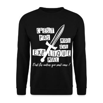 C'est pas moi... c'est les autres qui sont cons ! - Sweat-shirt Unisexe - noir - Devant - Alina (178cm) & Michal (187cm)