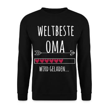 Weltbeste Oma Ankündigung Schwangerschaft Geschenk - Unisex Pullover - Schwarz - Vorne - Alina (178cm) & Michal (187cm)