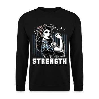Stärke Frau Rockabilly Geschenk - Unisex Pullover - Schwarz - Vorne - Alina (178cm) & Michal (187cm)
