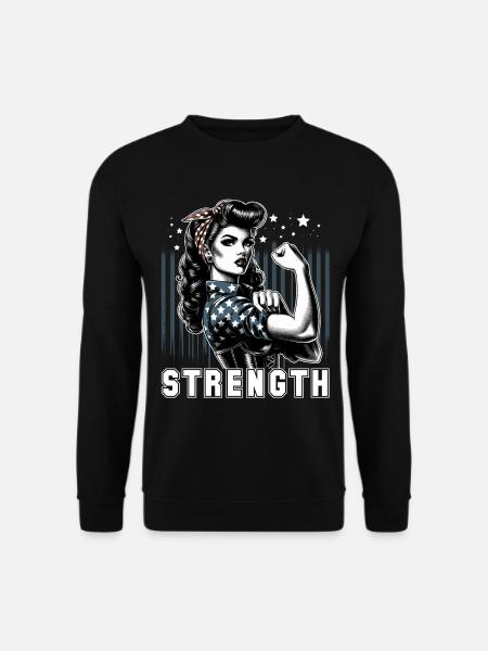 Stärke Frau Rockabilly Geschenk - Unisex Pullover - Schwarz