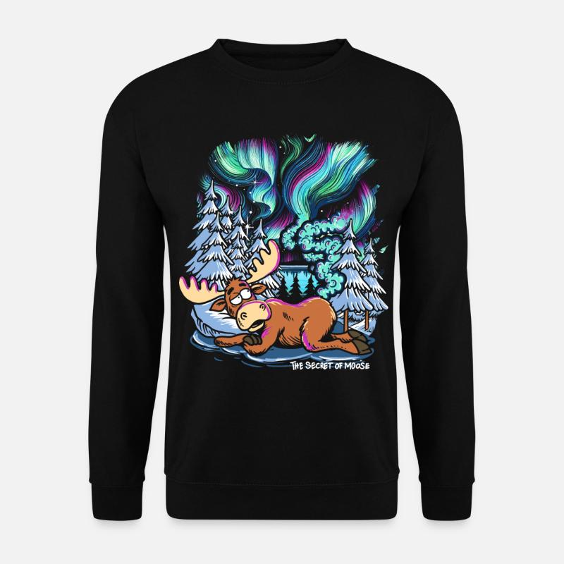 Northern Lights - Moose - Aurora Borealis - Unisex Pullover - Schwarz