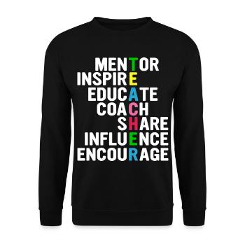 Lehrer-Akrostichon: Mentor, Inspirieren,... - Unisex Pullover - Schwarz - Vorne - Alina (178cm) & Michal (187cm)