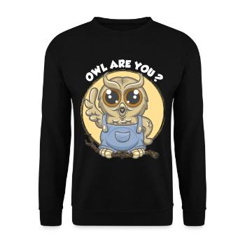 Owl are you ? - Unisex Sweatshirt - black - Front - Alina (178cm) & Michal (187cm)